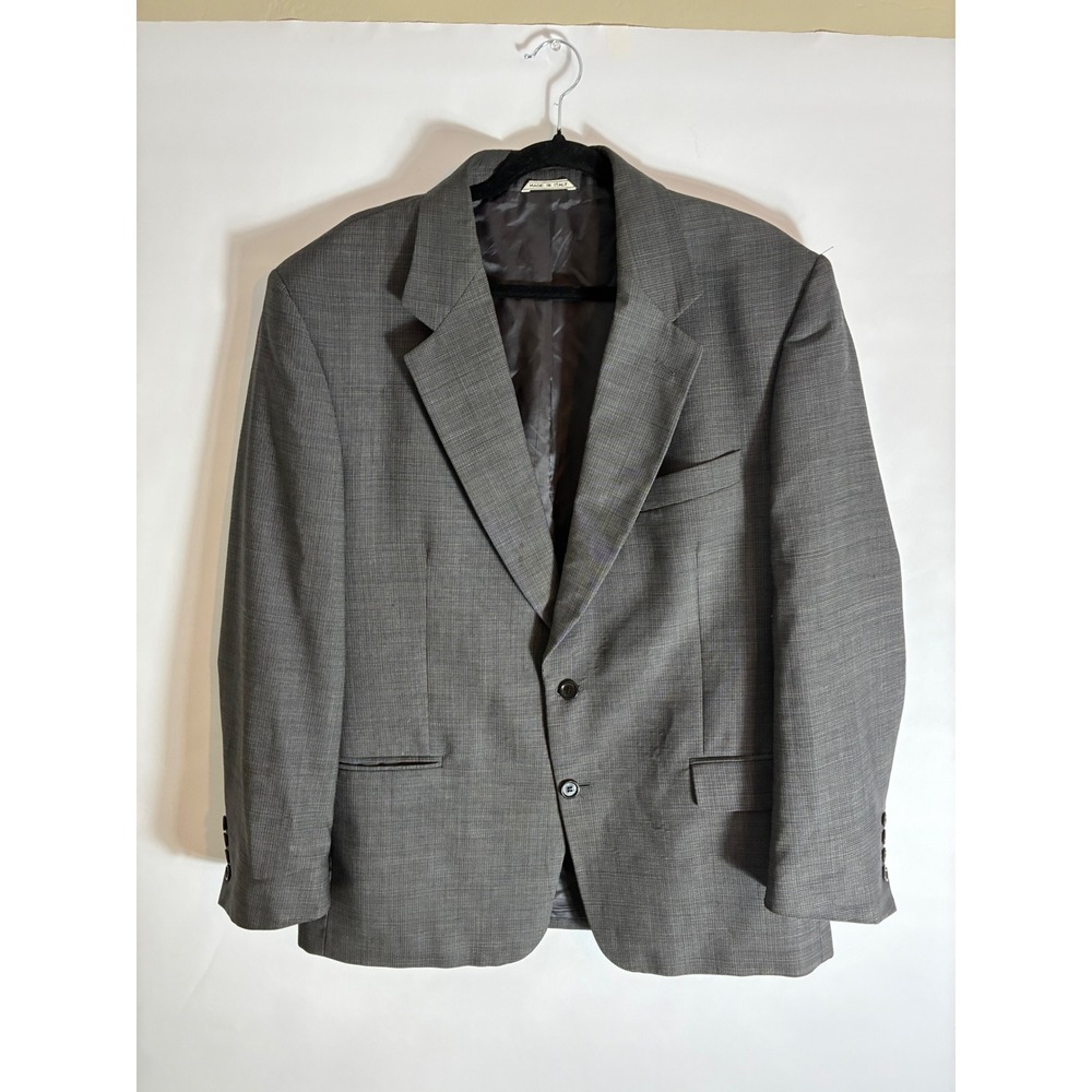 Chiavari Italy Reda Super 100s Wool‎ Blazer Grey Micro Check Sport Coat Mens 42R